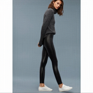 Aritzia Wilfred Free Daria Black Faux Vegan Leather Leggings Pants small EUC